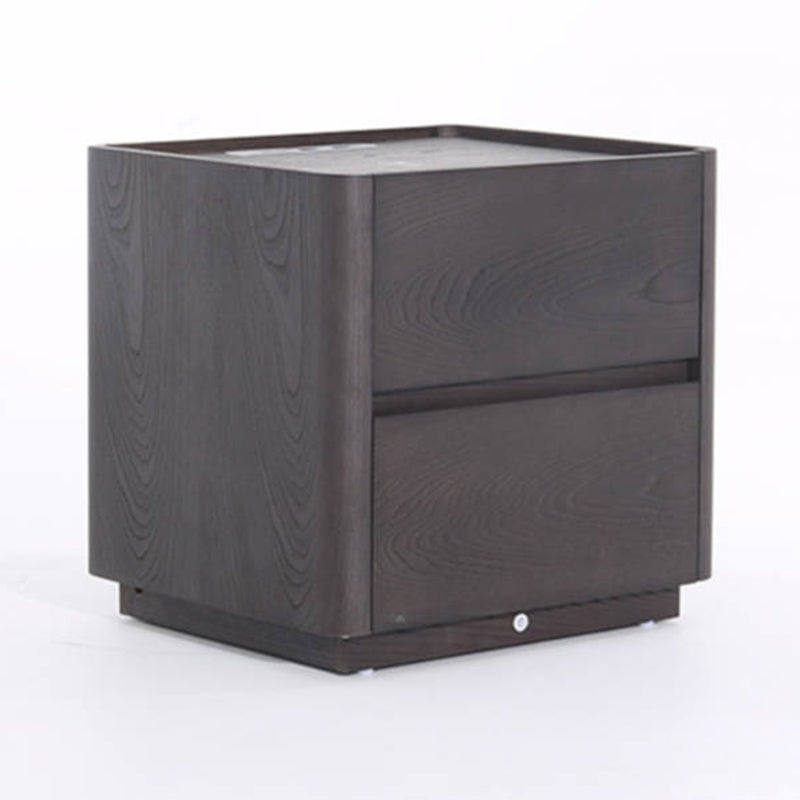 Traditional Vintage Square Hidden 2 Drawers Nightstand - Wireless Charging Sensor Light Bedside Table For Bedroom Lumendat