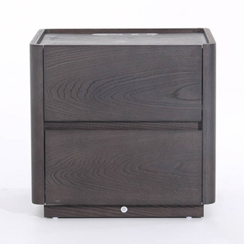 Traditional Vintage Square Hidden 2 Drawers Nightstand - Wireless Charging Sensor Light Bedside Table For Bedroom Lumendat