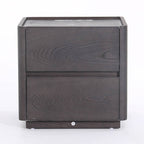 Traditional Vintage Square Hidden 2 Drawers Nightstand - Wireless Charging Sensor Light Bedside Table For Bedroom Lumendat