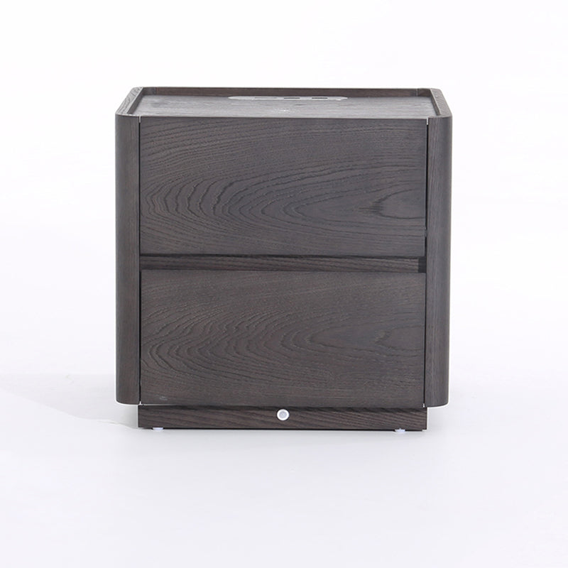Traditional Vintage Square Hidden 2 Drawers Nightstand - Wireless Charging Sensor Light Bedside Table For Bedroom Lumendat