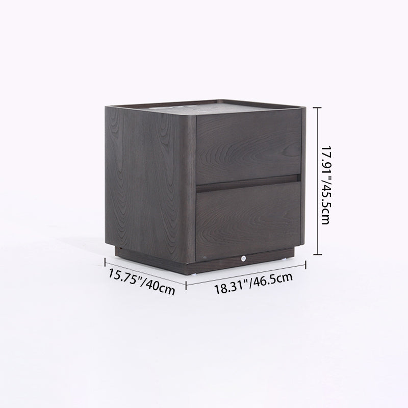 Traditional Vintage Square Hidden 2 Drawers Nightstand - Wireless Charging Sensor Light Bedside Table For Bedroom Lumendat