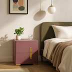 Contemporary Scandinavian Square Rounded Corner Bedside Table - Faux Leather 2 Nightstand For Bedroom Lumendat