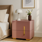 Contemporary Scandinavian Square Rounded Corner Bedside Table - Faux Leather 2 Nightstand For Bedroom Lumendat