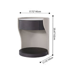 Contemporary Round 1 Hidden Drawer Bedside Table - Faux Leather Open Shelf Nightstand For Bedroom Lumendat
