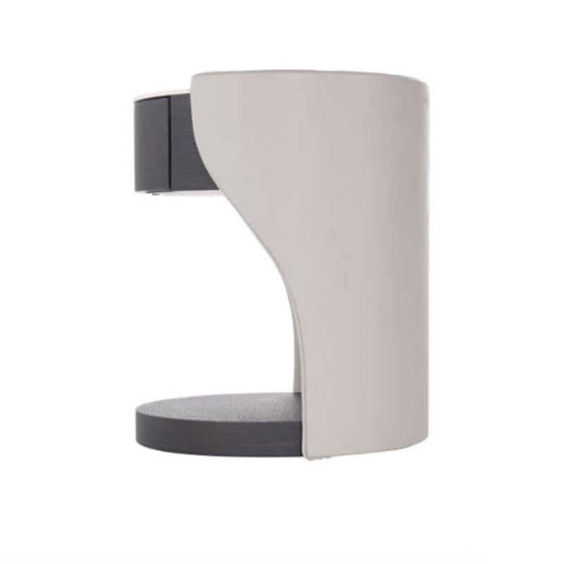 Contemporary Round 1 Hidden Drawer Bedside Table - Faux Leather Open Shelf Nightstand For Bedroom Lumendat