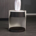 Contemporary Round 1 Hidden Drawer Bedside Table - Faux Leather Open Shelf Nightstand For Bedroom Lumendat