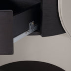 Contemporary Round 1 Hidden Drawer Bedside Table - Faux Leather Open Shelf Nightstand For Bedroom Lumendat