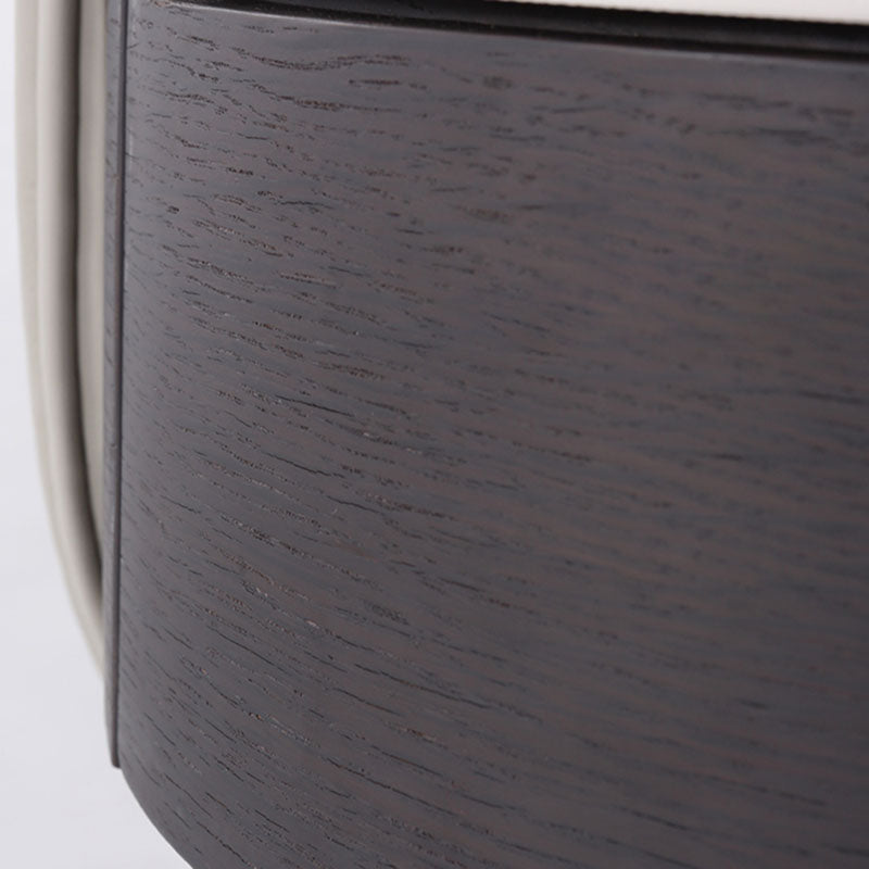 Contemporary Round 1 Hidden Drawer Bedside Table - Faux Leather Open Shelf Nightstand For Bedroom Lumendat