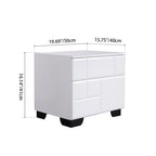 Modern Minimalist High-Gloss White Bedside Cabinet - 2 Drawer Geometric Texture Nightstand For Bedroom Lumendat