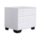 Modern Minimalist High-Gloss White Bedside Cabinet - 2 Drawer Geometric Texture Nightstand For Bedroom Lumendat