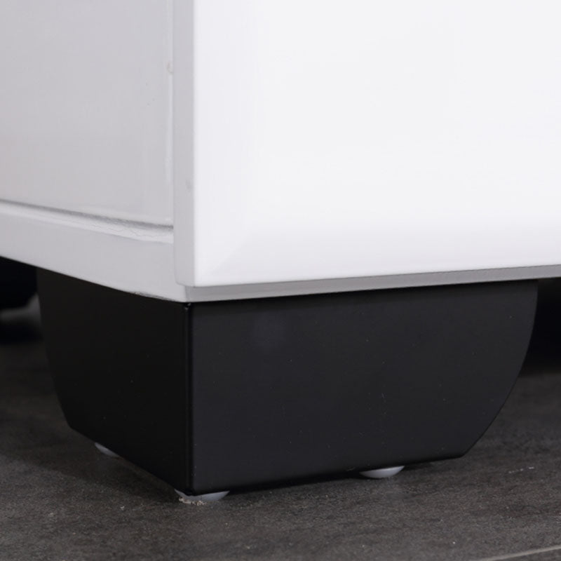 Modern Minimalist High-Gloss White Bedside Cabinet - 2 Drawer Geometric Texture Nightstand For Bedroom Lumendat