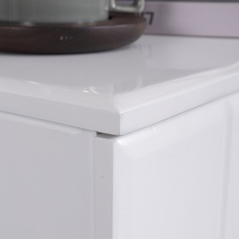 Modern Minimalist High-Gloss White Bedside Cabinet - 2 Drawer Geometric Texture Nightstand For Bedroom Lumendat