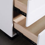 Modern Minimalist High-Gloss White Bedside Cabinet - 2 Drawer Geometric Texture Nightstand For Bedroom Lumendat