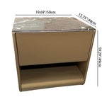 Modern Luxury Curved Micro-Crystal Stone Top Bedside Table - 1 Drawer Open Shelf Nightstand For Bedroom Lumendat