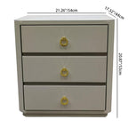 Modern Luxury Faux Leather Gold Ring Pulls Bedside Table - 3 Drawer Square Nightstand For Bedroom Lumendat