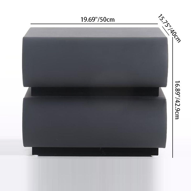 Contemporary Faux Leather Bedside Table - Push-to-Open 2 Drawers Nightstand For Bedroom Lumendat