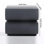 Contemporary Faux Leather Bedside Table - Push-to-Open 2 Drawers Nightstand For Bedroom Lumendat