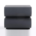Contemporary Faux Leather Bedside Table - Push-to-Open 2 Drawers Nightstand For Bedroom Lumendat