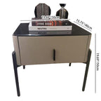 Modern Slim Metal Legs Glass Top Bedside Table - Square 1 Drawer Nightstand For Bedroom Lumendat