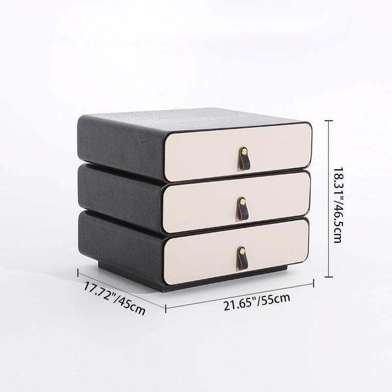 Contemporary Creative Solid Wood Multilayer Board Bedside Cabinet - 3 Drawers Rotating Nightstand For Bedroom Lumendat