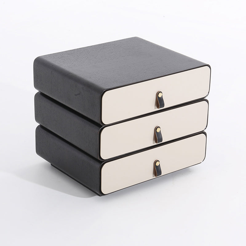 Contemporary Creative Solid Wood Multilayer Board Bedside Cabinet - 3 Drawers Rotating Nightstand For Bedroom Lumendat