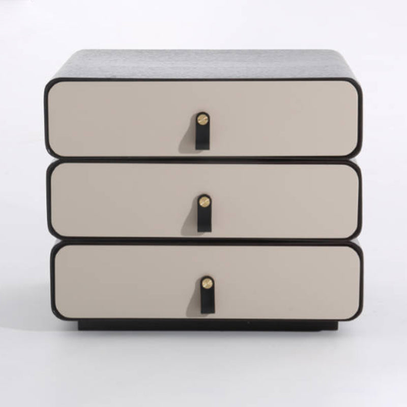 Contemporary Creative Solid Wood Multilayer Board Bedside Cabinet - 3 Drawers Rotating Nightstand For Bedroom Lumendat