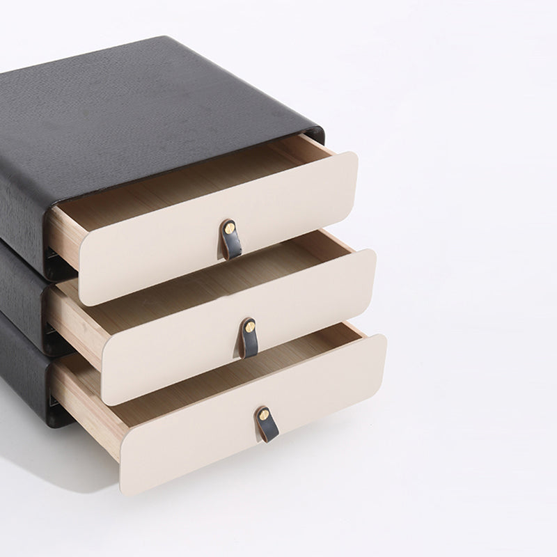 Contemporary Creative Solid Wood Multilayer Board Bedside Cabinet - 3 Drawers Rotating Nightstand For Bedroom Lumendat