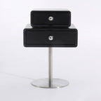 Contemporary Swivel Solid Wood Bedside Table - Artistic Square 2 Drawer Nightstand For Bedroom Lumendat