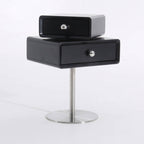 Contemporary Swivel Solid Wood Bedside Table - Artistic Square 2 Drawer Nightstand For Bedroom Lumendat