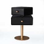 Contemporary Swivel Solid Wood Bedside Table - Artistic Square 2 Drawer Nightstand For Bedroom Lumendat