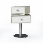 Contemporary Swivel Solid Wood Bedside Table - Artistic Square 2 Drawer Nightstand For Bedroom Lumendat