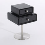 Contemporary Swivel Solid Wood Bedside Table - Artistic Square 2 Drawer Nightstand For Bedroom Lumendat