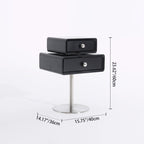Contemporary Swivel Solid Wood Bedside Table - Artistic Square 2 Drawer Nightstand For Bedroom Lumendat