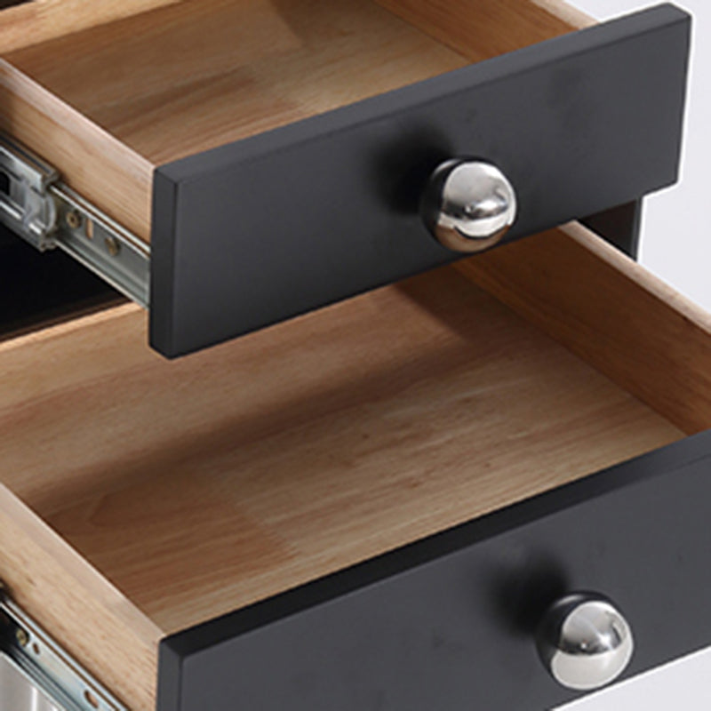 Contemporary Swivel Solid Wood Bedside Table - Artistic Square 2 Drawer Nightstand For Bedroom Lumendat