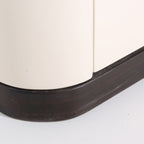 Modern Cream Rounded Corners Bedside Table - Sintered Stone 2 Drawer Nightstand For Bedroom Lumendat