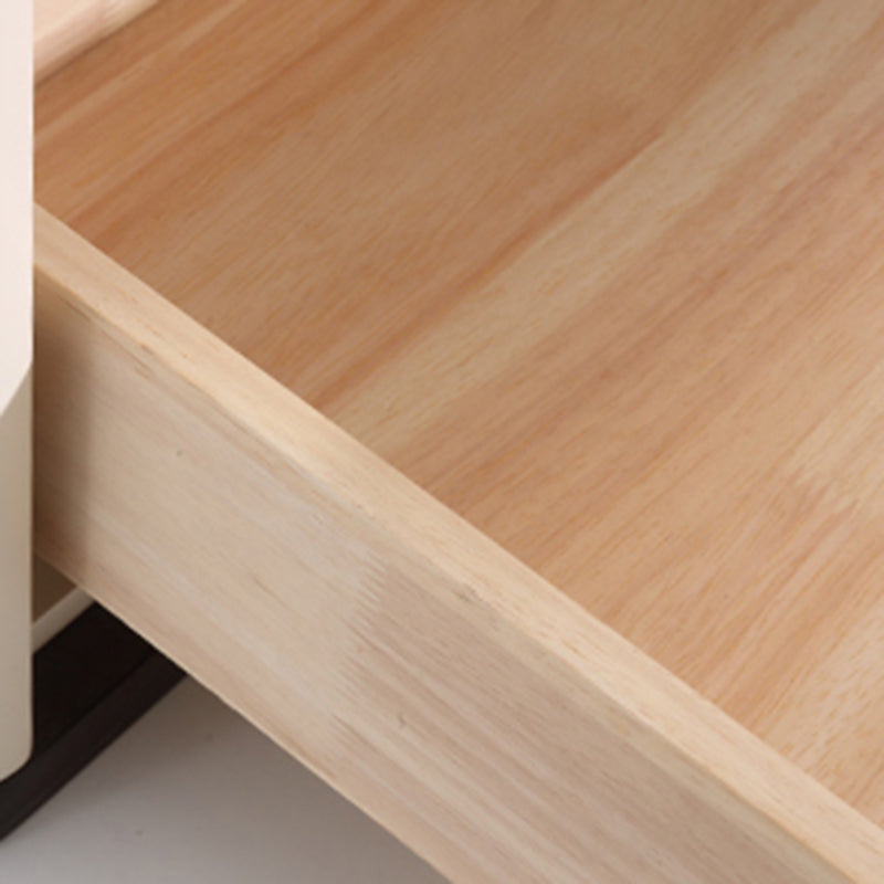Modern Cream Rounded Corners Bedside Table - Sintered Stone 2 Drawer Nightstand For Bedroom Lumendat