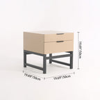 Modern Minimalist Alloy Handles Bedside Table - Square 2 Drawers Nightstand For Bedroom Lumendat