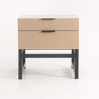 Modern Minimalist Alloy Handles Bedside Table - Square 2 Drawers Nightstand For Bedroom Lumendat