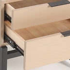 Modern Minimalist Alloy Handles Bedside Table - Square 2 Drawers Nightstand For Bedroom Lumendat