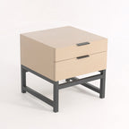 Modern Minimalist Alloy Handles Bedside Table - Square 2 Drawers Nightstand For Bedroom Lumendat
