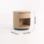 Contemporary Scandinavian Round Curved Bedside Table - Multilayer Board 1 Drawer Nightstand For Bedroom Lumendat