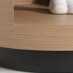 Contemporary Scandinavian Round Curved Bedside Table - Multilayer Board 1 Drawer Nightstand For Bedroom Lumendat
