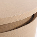Contemporary Scandinavian Round Curved Bedside Table - Multilayer Board 1 Drawer Nightstand For Bedroom Lumendat