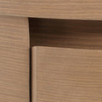 Contemporary Scandinavian Round Curved Bedside Table - Multilayer Board 1 Drawer Nightstand For Bedroom Lumendat