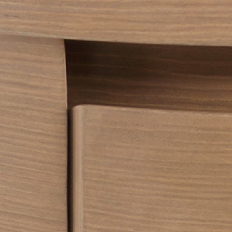 Contemporary Scandinavian Round Curved Bedside Table - Multilayer Board 1 Drawer Nightstand For Bedroom Lumendat