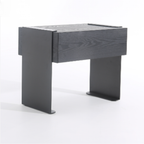 Traditional Clean Geometric Side Table - Metal Base 1 Drawer Nightstand For Bedroom Lumendat