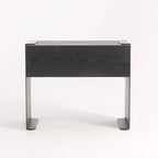 Traditional Clean Geometric Side Table - Metal Base 1 Drawer Nightstand For Bedroom Lumendat