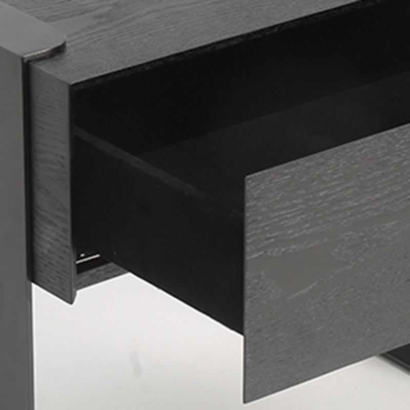 Traditional Clean Geometric Side Table - Metal Base 1 Drawer Nightstand For Bedroom Lumendat