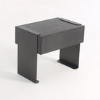 Traditional Clean Geometric Side Table - Metal Base 1 Drawer Nightstand For Bedroom Lumendat