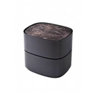 Traditional Vintage Oval Soft-Curve Bedside Table - Sintered Stone 2 Drawers Nightstand For Bedroom Lumendat